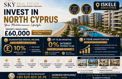 Luxury Apartments in İskele, North Cyprus – From £60,000 | 0% Interest 80 months payment plan