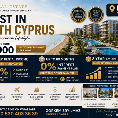 Luxury Apartments in İskele, North Cyprus – From £60,000 | 0% Interest 80 months payment plan