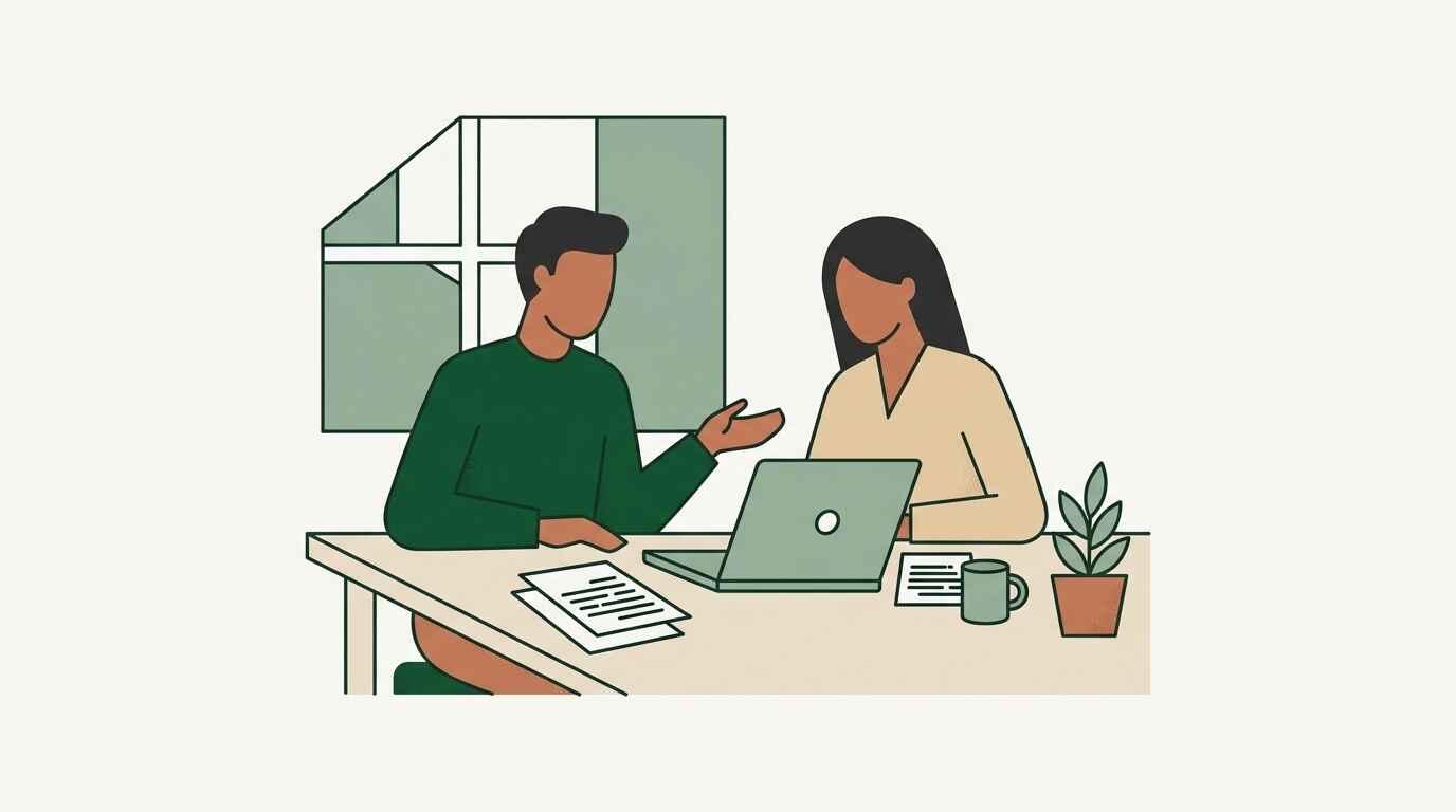 Couple reviewing mortgage documents and a budget on a laptop at home